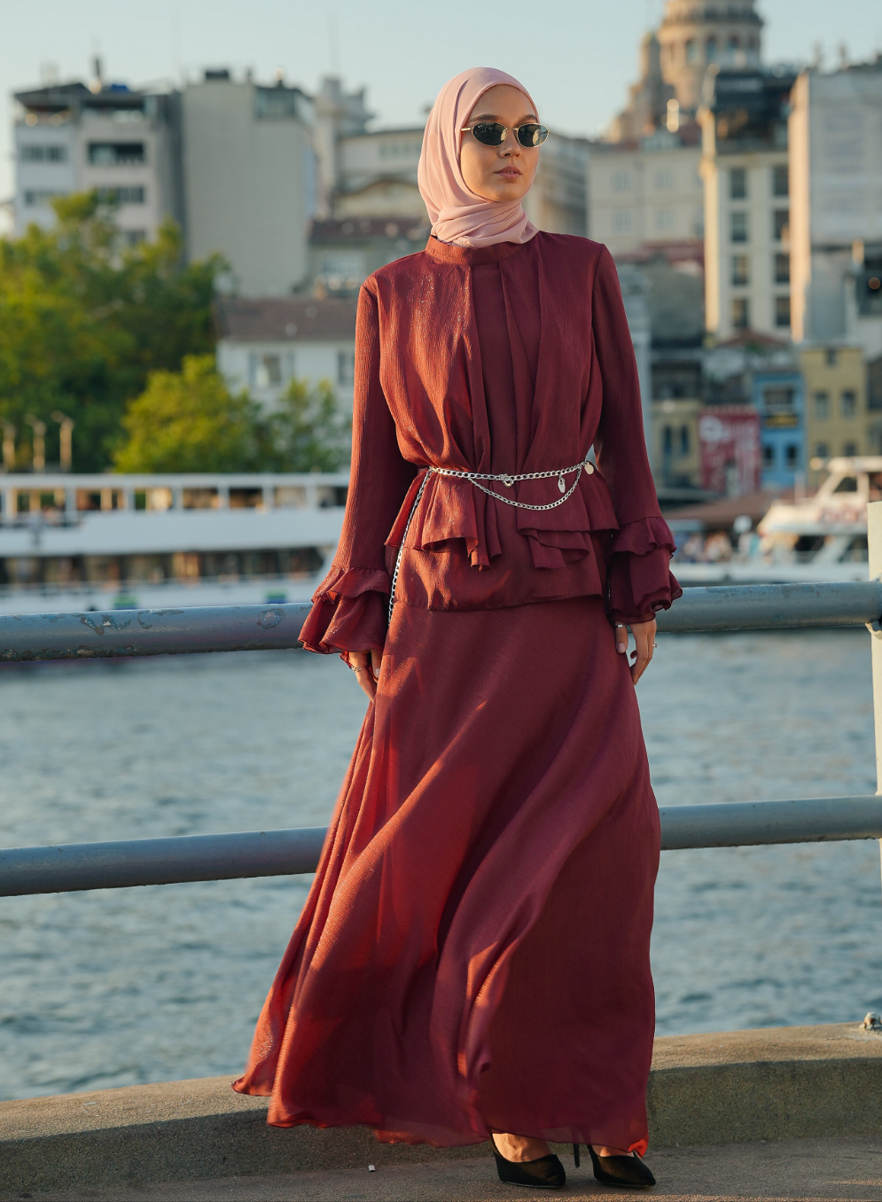 Shimmer Drape Occasion Skirt Set