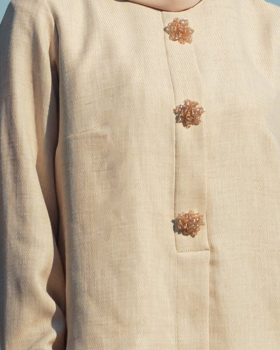 Brooch Accent Tunic In Misted Gold