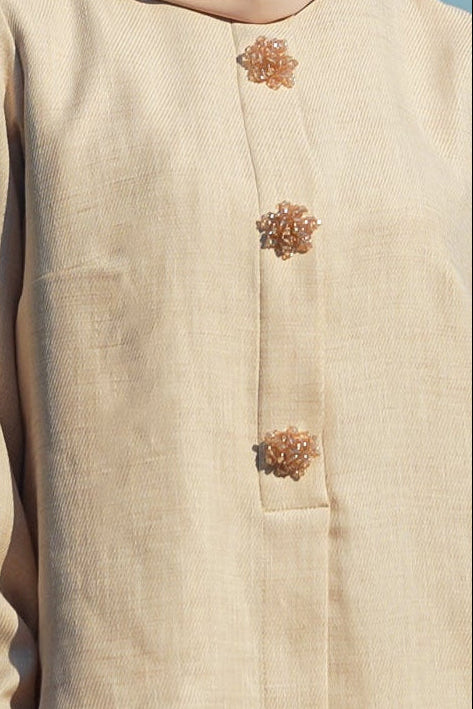 Brooch Accent Tunic In Misted Gold