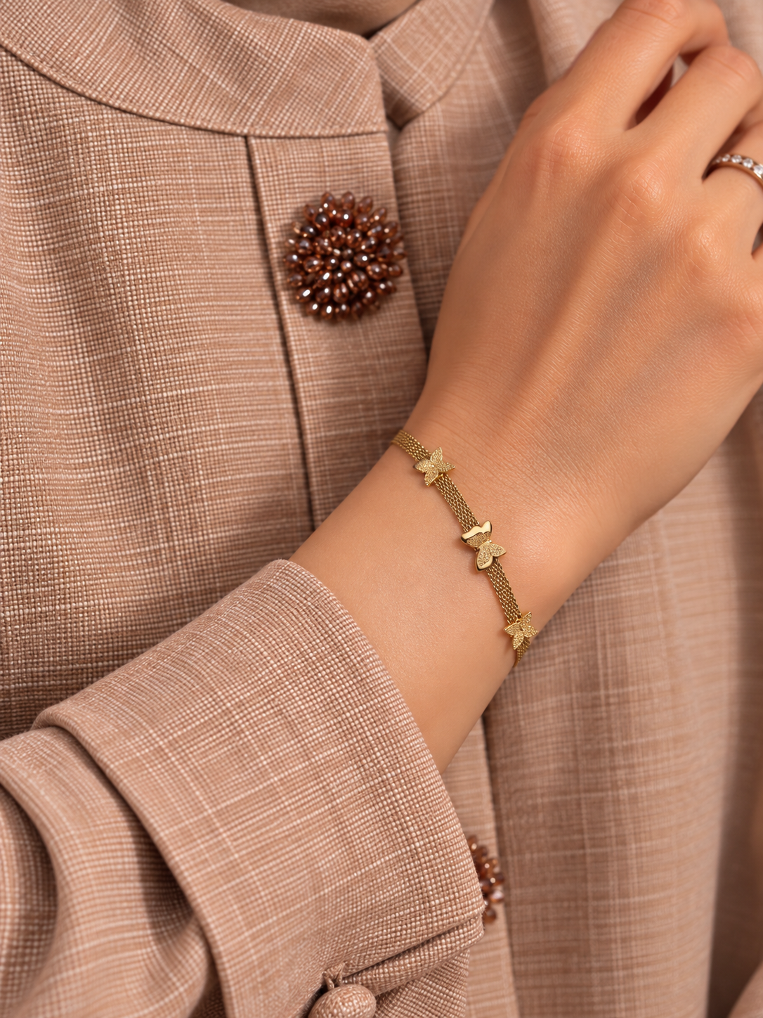 #Style_The Golden Butterfly Mesh Bracelet