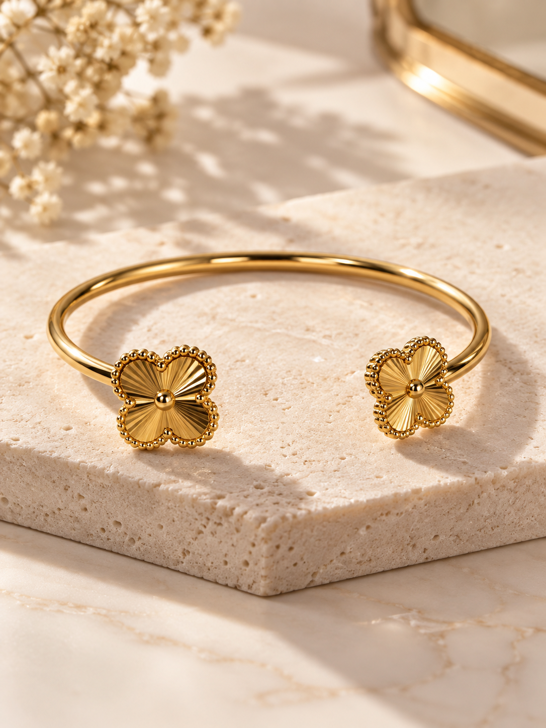 The Aurelia Rivet Clover Bangle - Gold