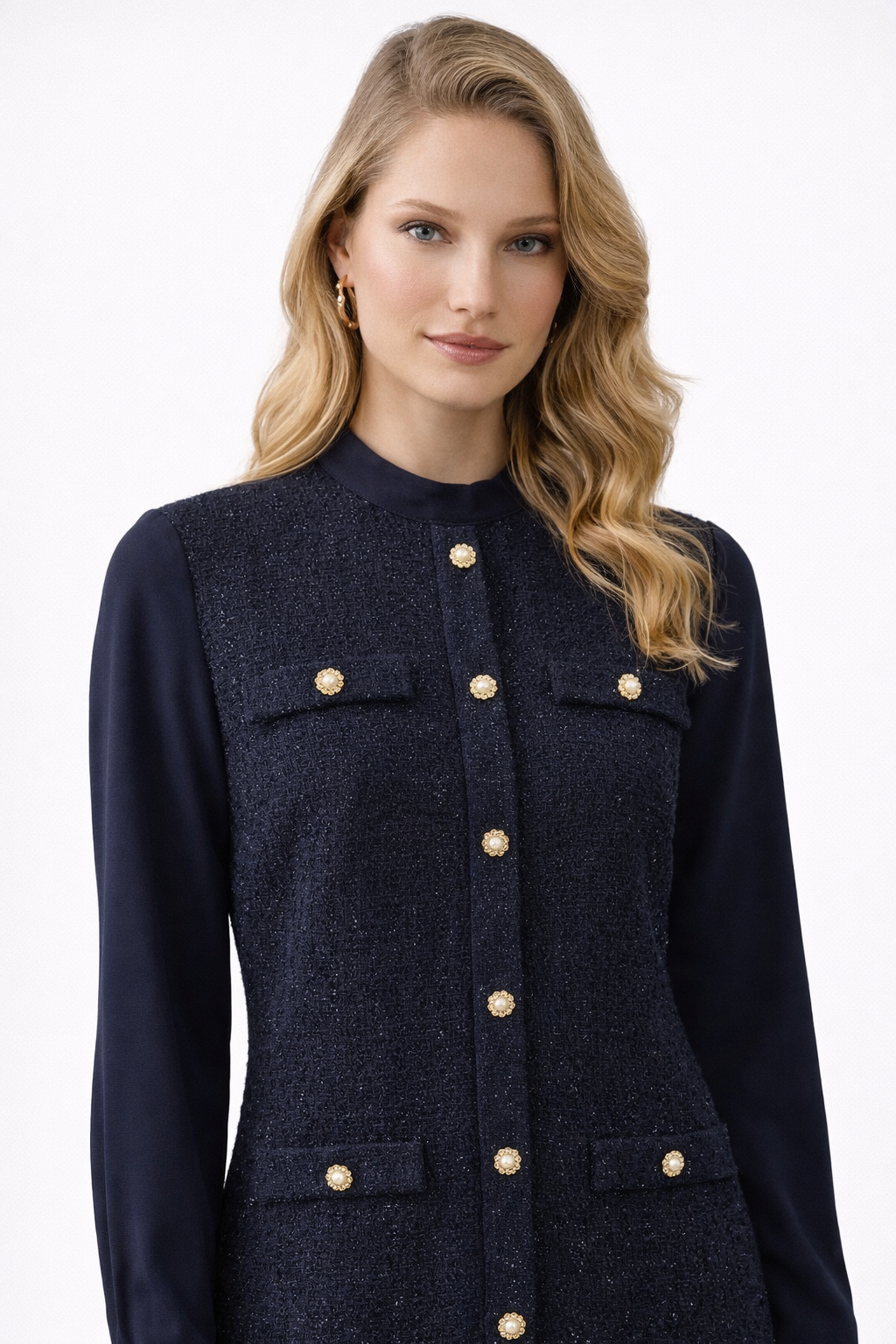 Lurex Tweed Maxi Dress- Twilight Navy