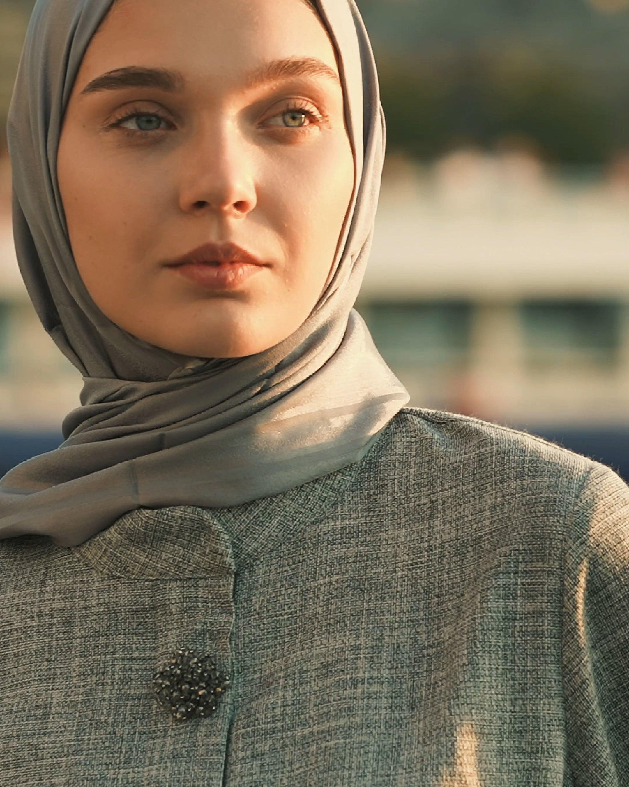 Brooch Accent Tunic In Dusky Sea