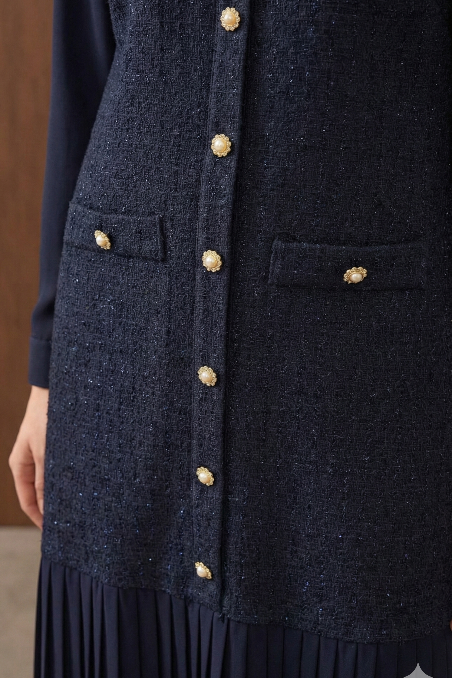 Lurex Tweed Maxi Dress- Twilight Navy