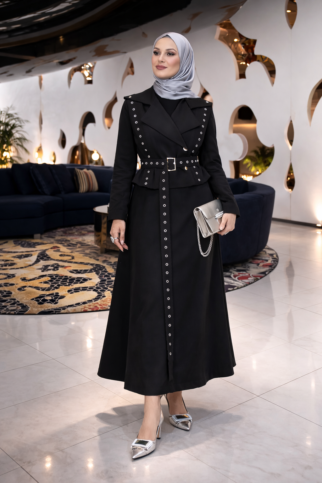 Tailored A-Line Maxi Skirt-Midnight Noir