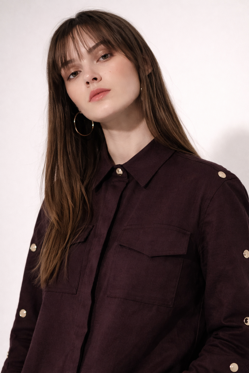 Suede Touch Gold Button Pant Set – Velvet Plum