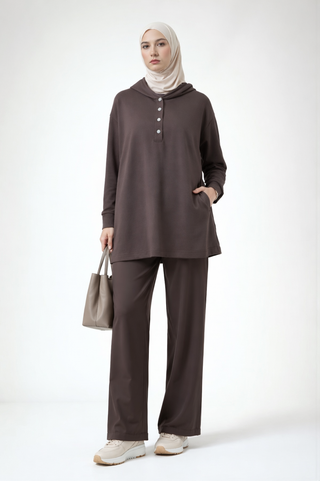 Quilted Vest Pant Set-Deep cocoa